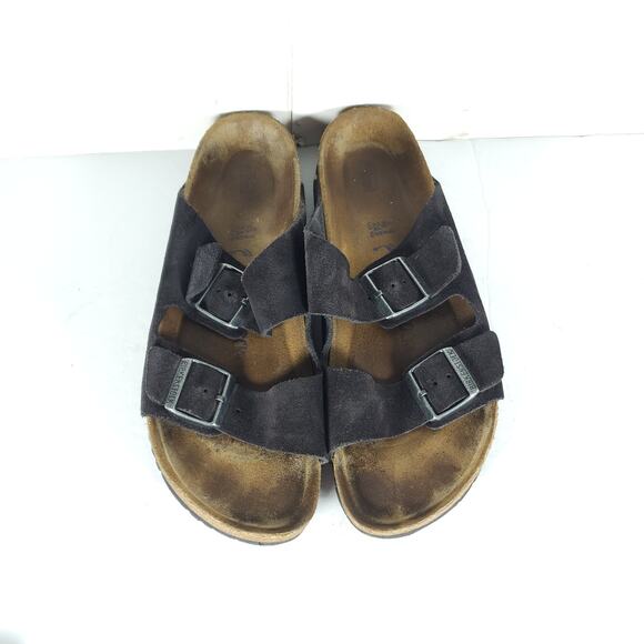 BIRKENSTOCK Arizona EU41 L10 M8 Suede Midnight Blue Soft Footbed Slide Sandals - Picture 4 of 16